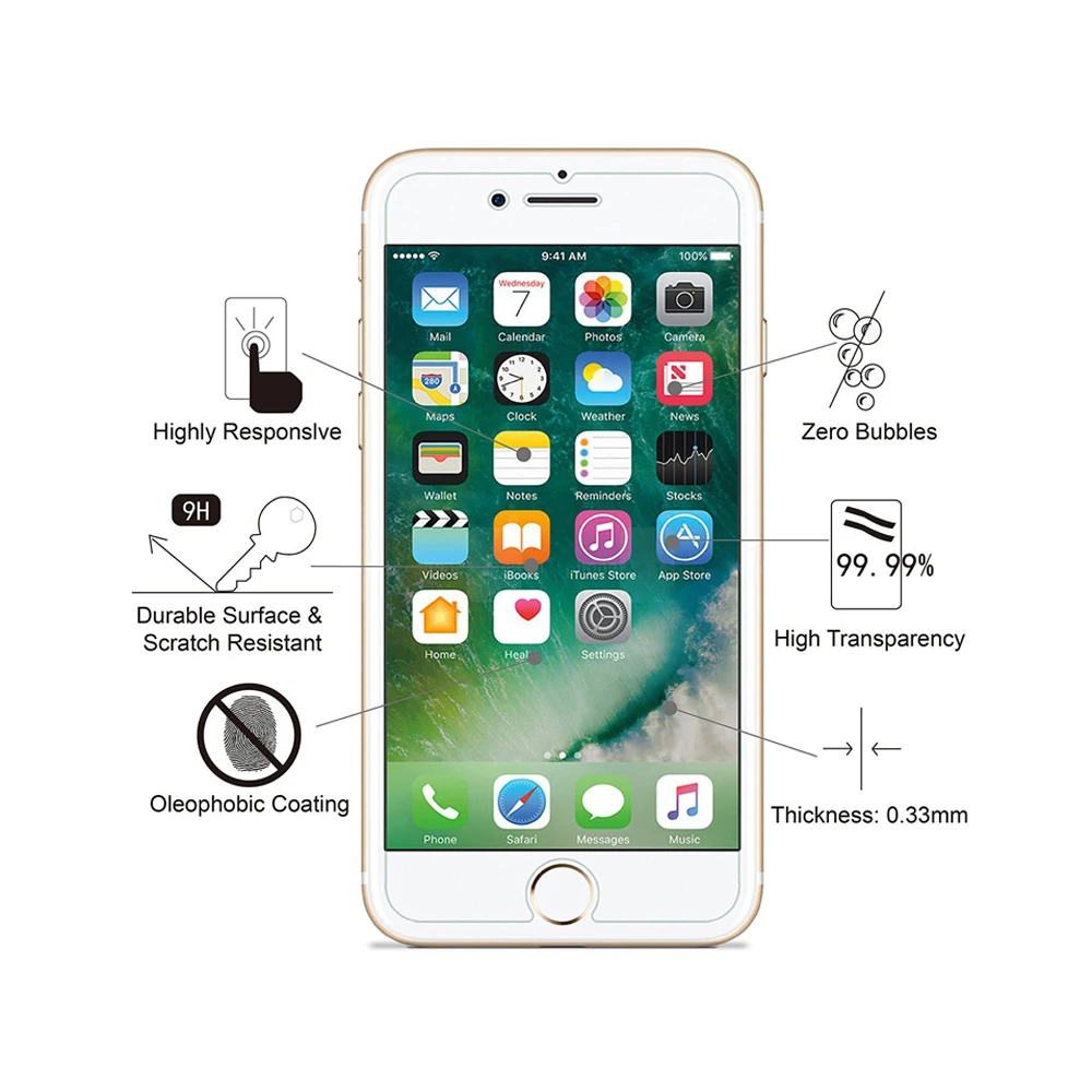 
2 Packs For iPhone 8 Plus 2.5D Glass Screen Protector, 9H 0.3mm Crystal Clear Best Screen Protector For iPhone 6/6S/7/8 Plus 