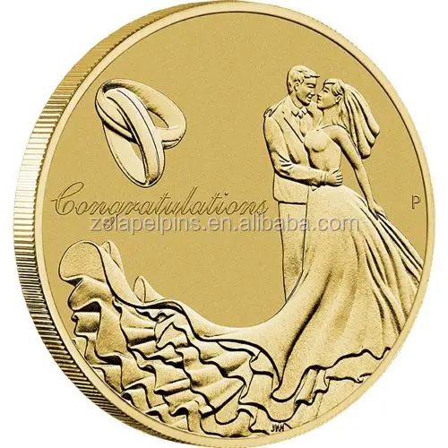 Brass Embossed Wedding Challenge Coin Wedding Gift Coin