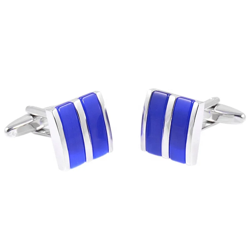 SAVOYSHI Blue Cat eye stones Cufflinks Square Opal Cuff links Wedding Gift Accessories