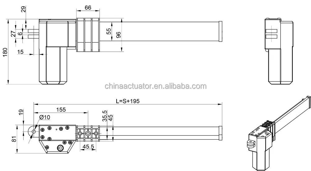 24v DC 6000n JS35E High Load Heavy Duty IP43 Linear Actuator for fitness equipment small fitting dimension sliding actuator