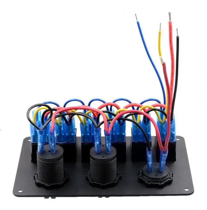 6 банда панели управления переключатель 12-24V ABS Водонепроницаемый морской лодки RV зеленый светодиод кулисный панель автоматический выключатель