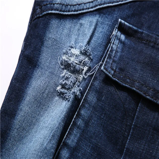 
Elastic bottom zipper patch pocket causal cargo jeans 