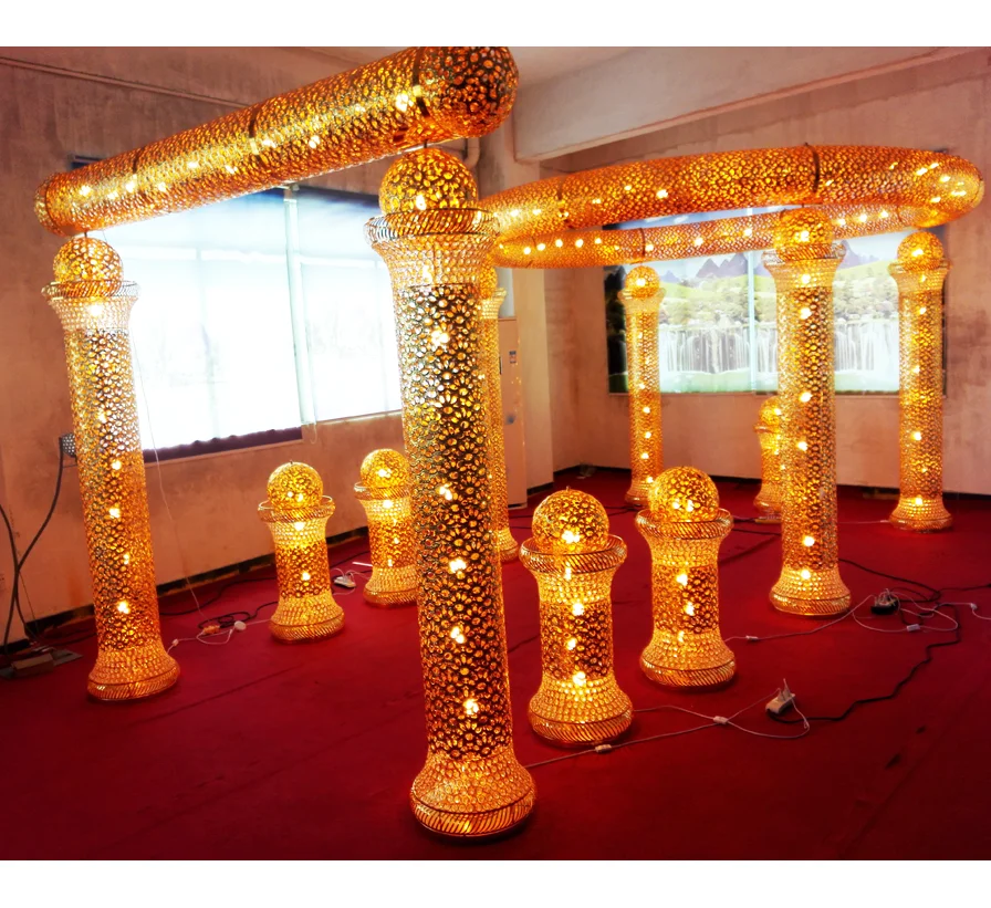 wedding lighted gold indian mandap