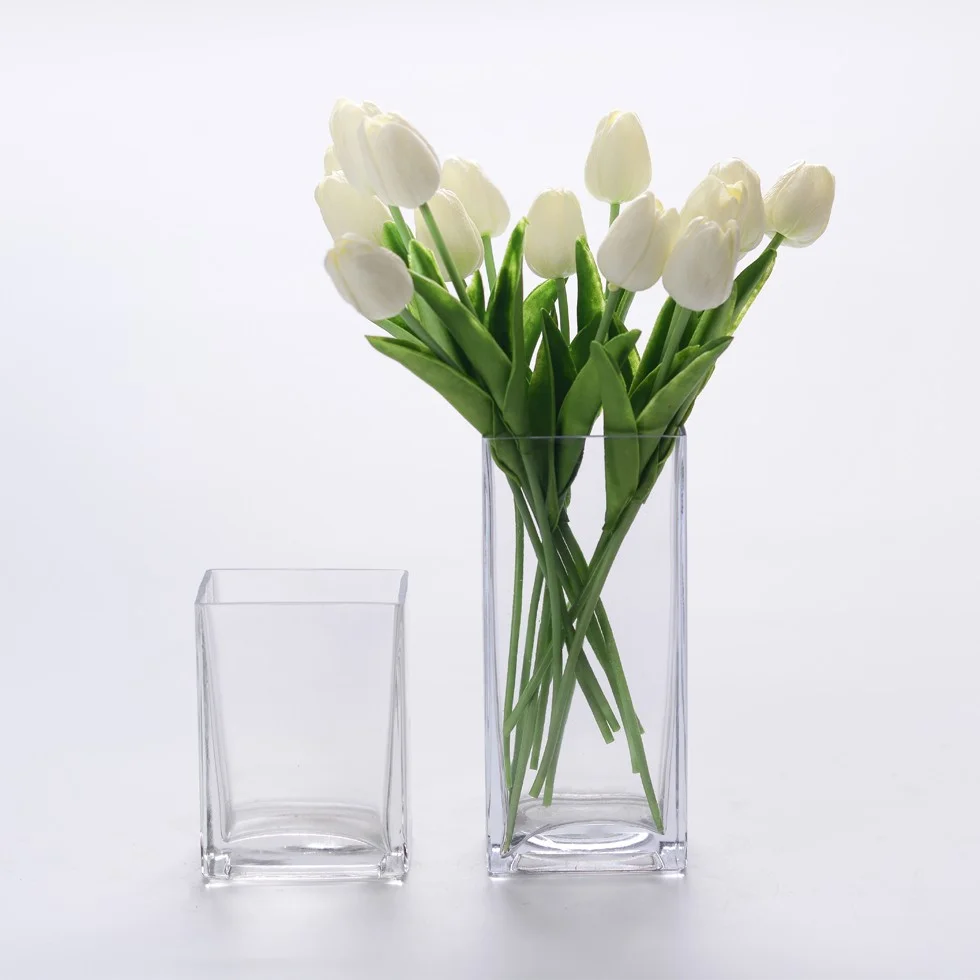 decoration clear glass non acrylic rectangular vase