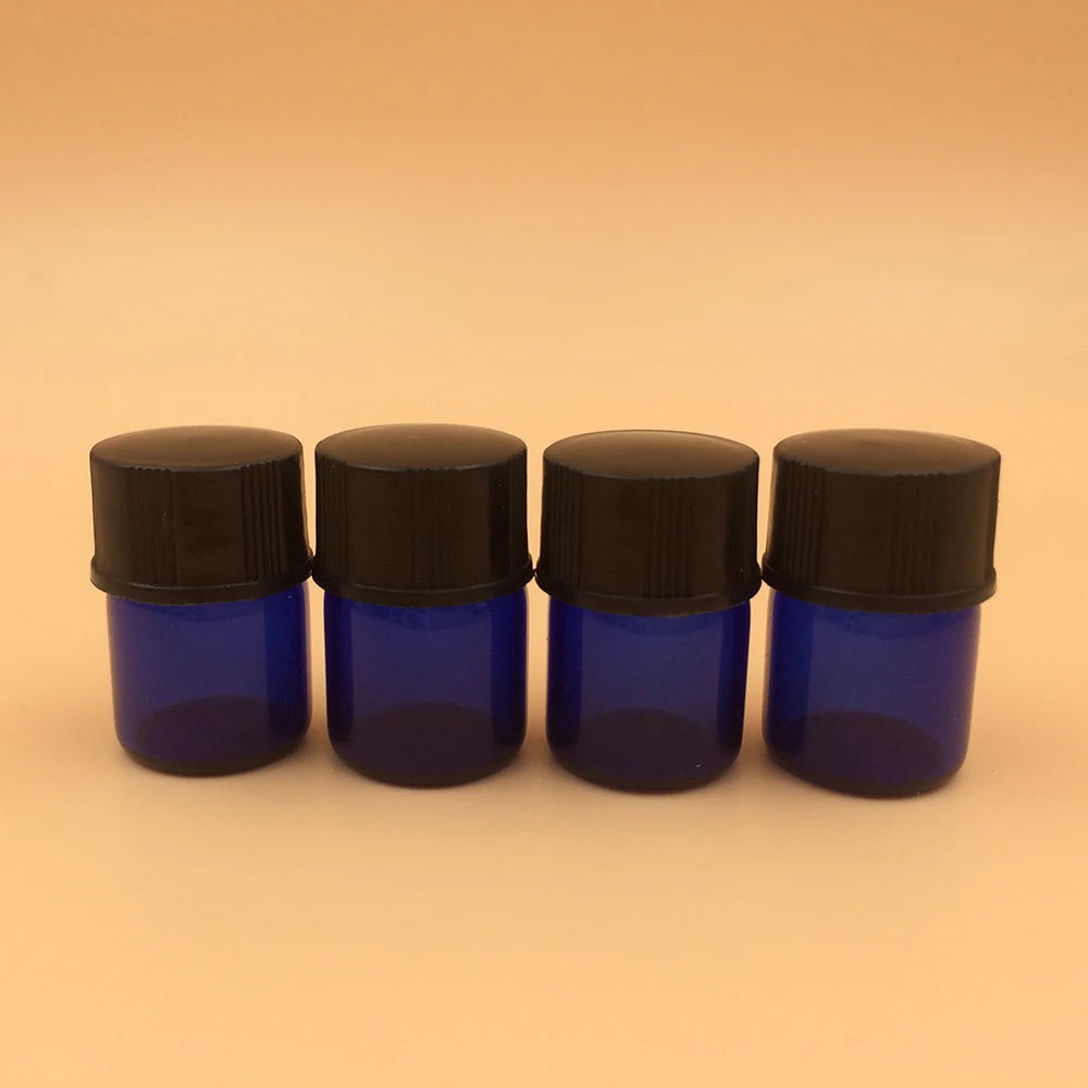 
Whole sale 1ml/2ml/3ml Cobalt blue glass tubular vial sample bottles with black screw cap and insert 