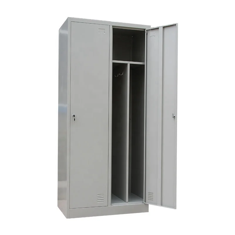 Chinese Manufacturer Cold Rolled Steel Double Door Clothing Cabinets Metal Wardrobe Design