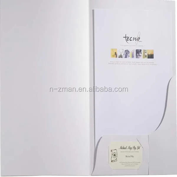 Custom Paper Presentation Folder, Paper Pocket Presentation Folder, White card paper Presentation Folder