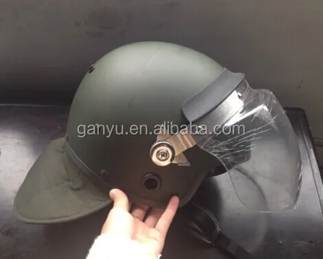 military green anti riot helmet riot control helmet with visor and neck protector