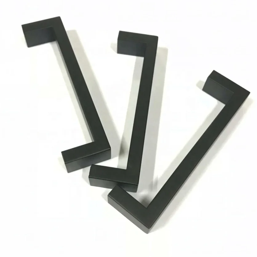 Ширина 10*20 мм, нержавеющая сталь 201 и 304, матовый черный цвет, квадратная ручка кухонного шкафа