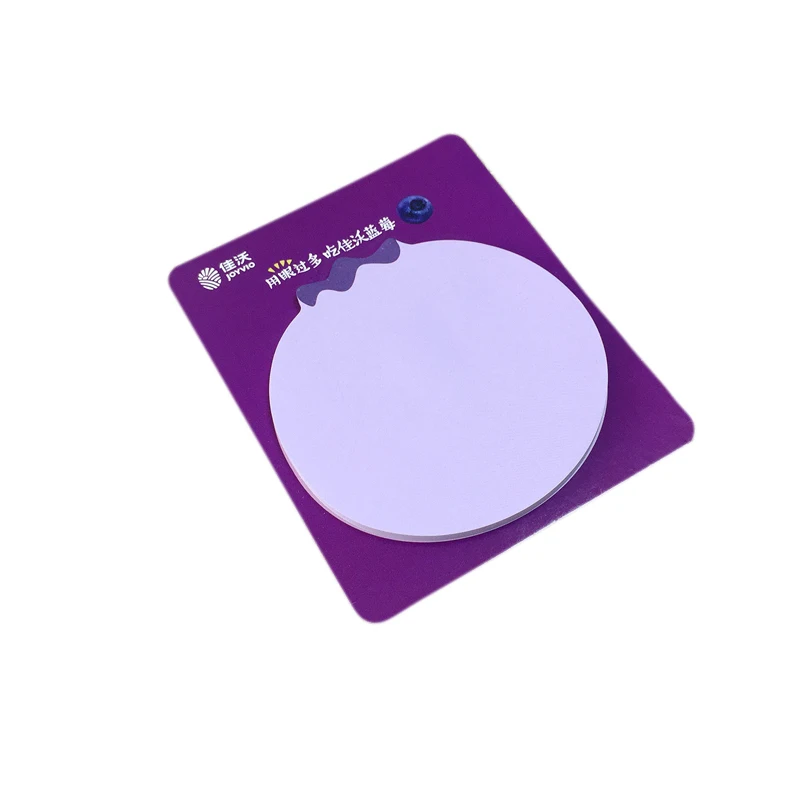 New design custom promotional sticky notes memo pad set die cut 3D blueberry purple notebook