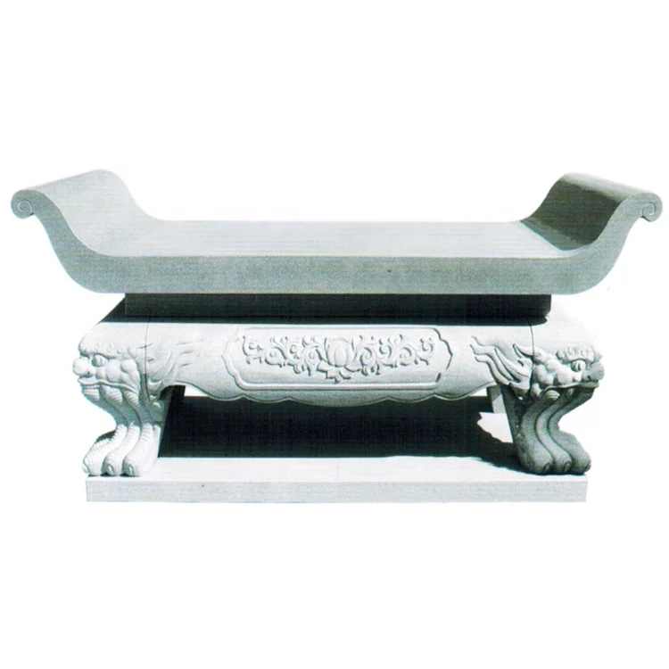 Wholesale Temple Ancestral Hall Stone Carved Desk Buddhist Tribute Altar God Long Table With Lotus Animal Relief Sculptures