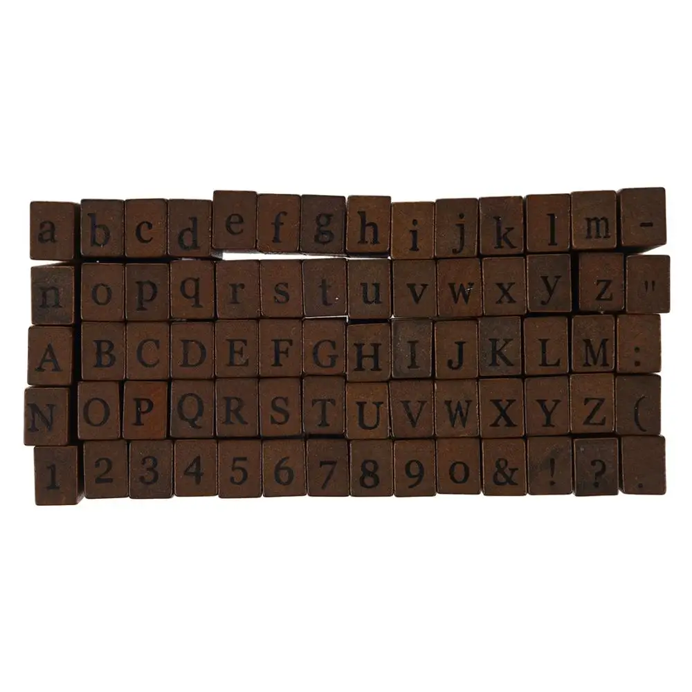 DIY 70pcs Retro Rubber Stamps Set Vintage Wooden Box Case Alphabet Letters Number Craft Scrapbooking Stationary