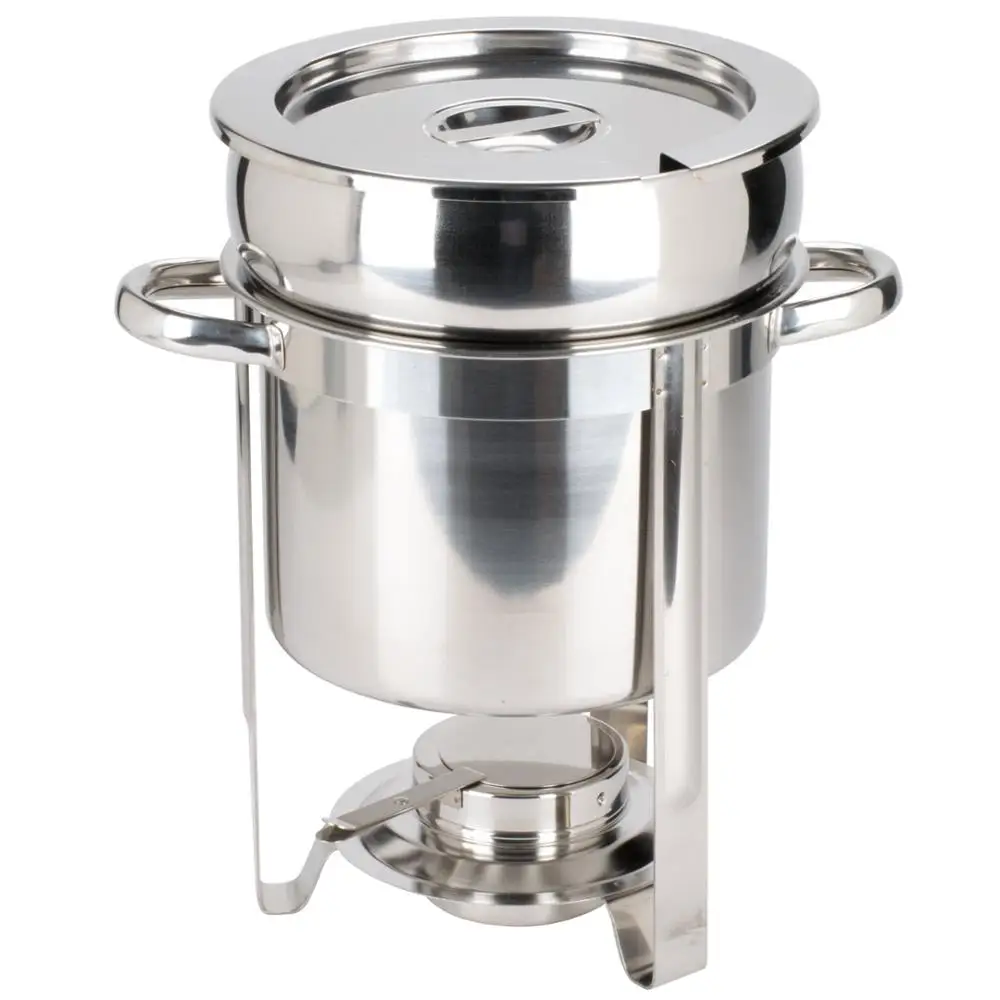 Deluxe 7 qt. soup chafer marmite stainless steel soup chafing dish