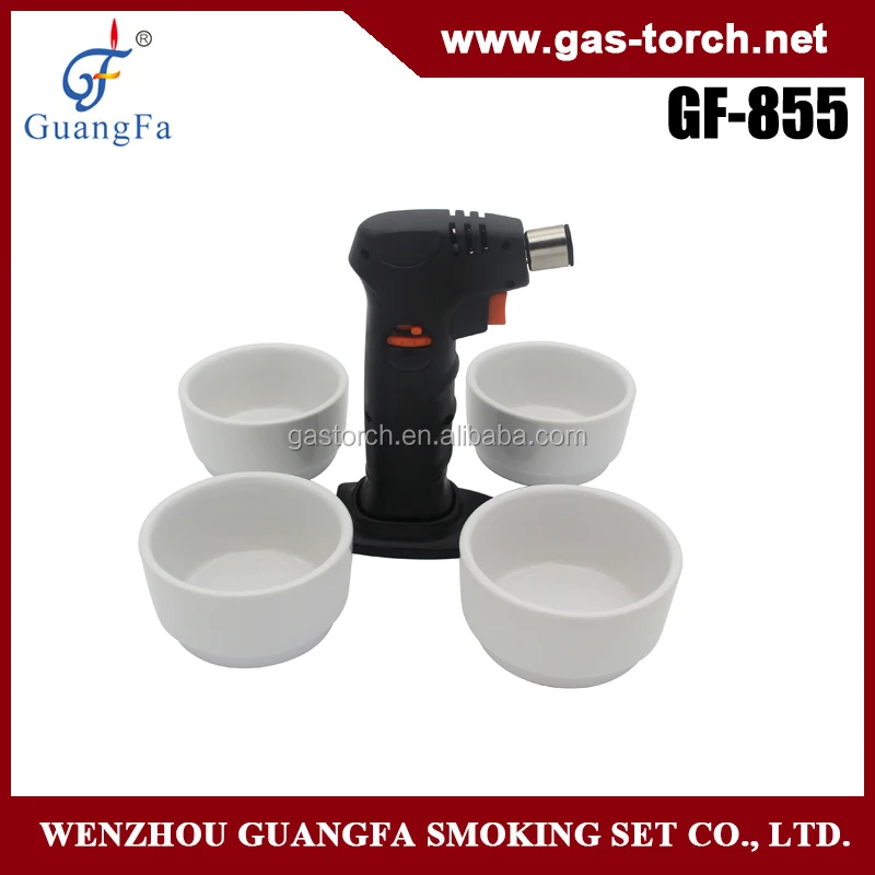 2016 ГОРЯЧИЙ продавая крем-брюле факел зажигалка с четырьмя керамические чаши GF-855