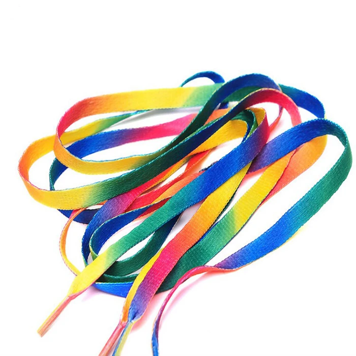 Colorful Rope Rainbow Cord Dacron Cord Polyester Rope Flat Shoe Lace Cord with Single Layer