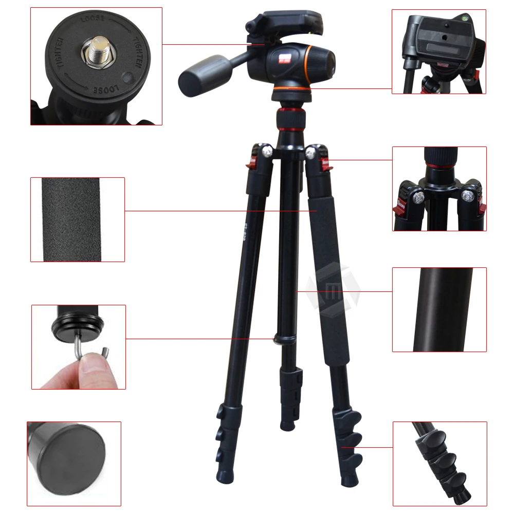 Mcoplus CT-628+ HY250 Professional Portable Aluminium Alloy DSLR Digital Camera Tripod Stand With Gimbal Head