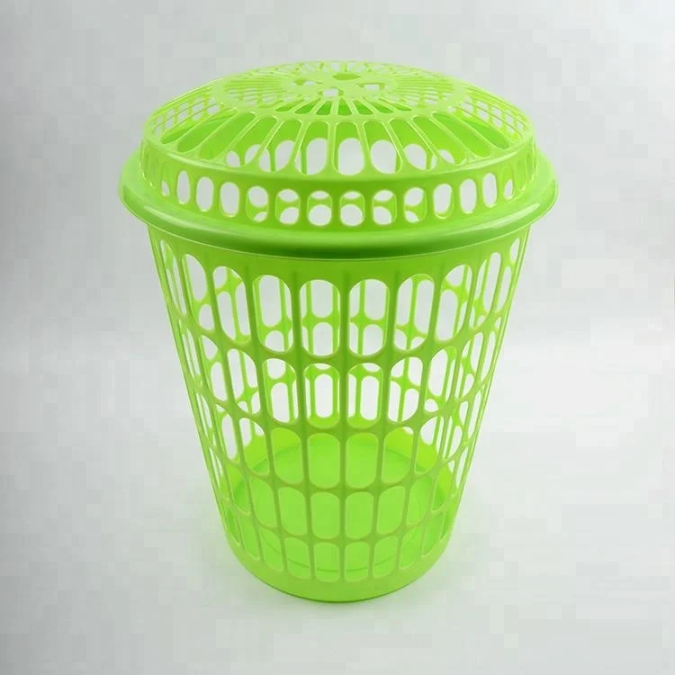 Tall Round Dirty Plastic Laundry Basket With Lid
