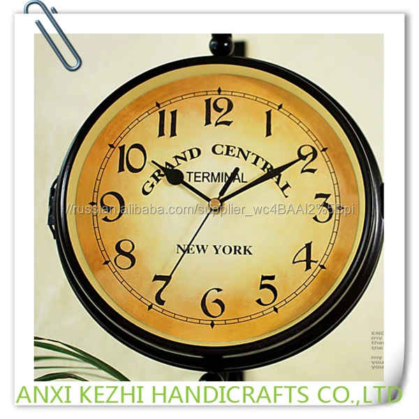 Кованые Антикварной двухсторонний Вращающийся Настенные Часы Украшения