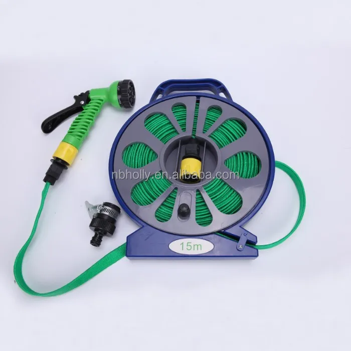 15M Retractable flat garden hose reel with hose