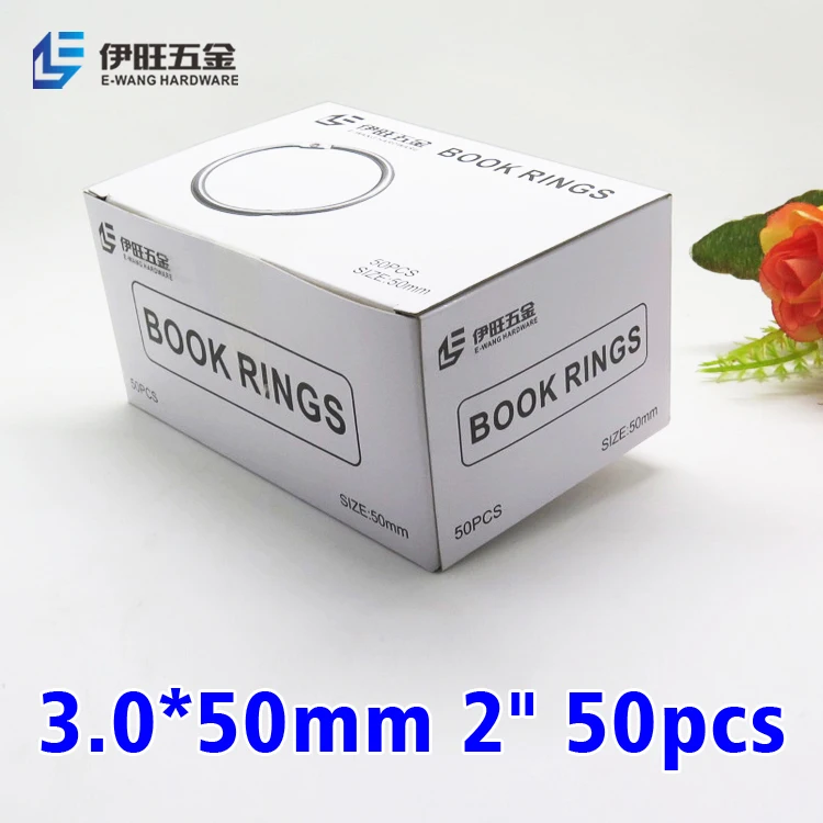 50 мм железные свободные кольца в форме листьев для подвязки книг 50 шт. в белой коробке для карт