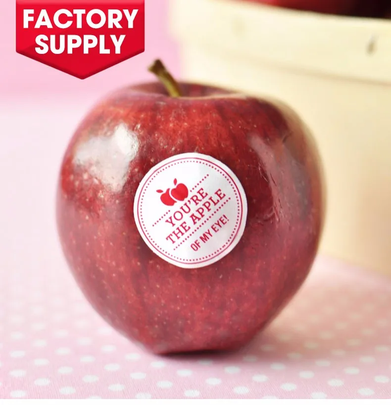Professional manufacturer custom made paper fruit apple logo sticker labels