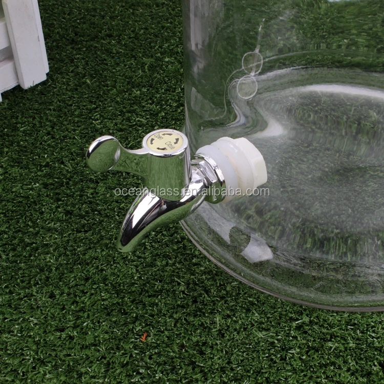 Zibo Hongmao 5L 2.5L cylindrical glass drinking dispenser with tap glass mason jar with tap