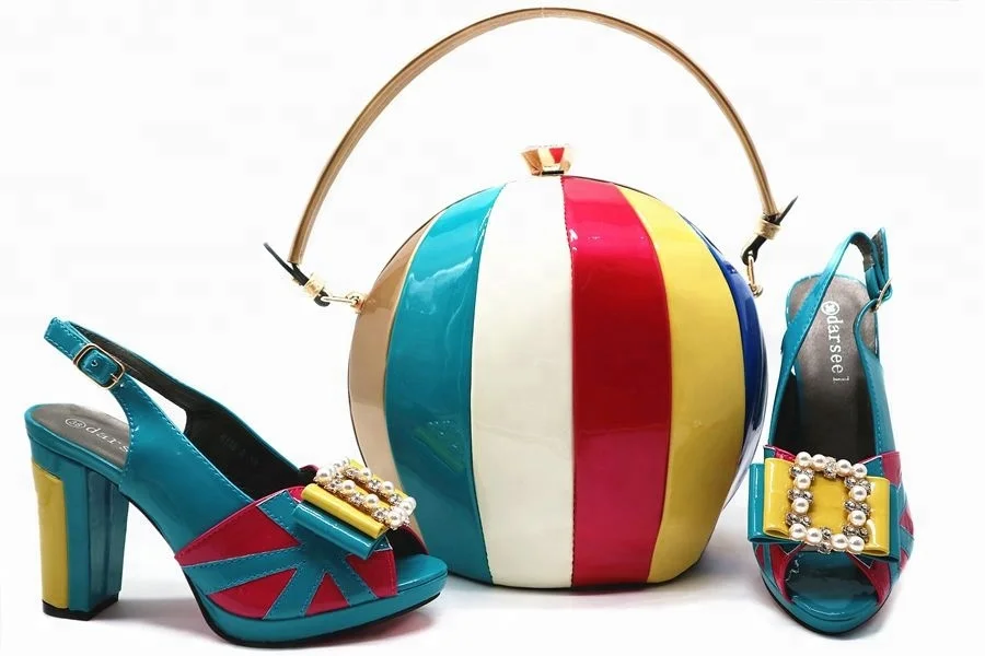 AB5342 Luxury Quality Custom High Heel and Italian Leather Matching Bag Set Italian Shoes and Bag Set