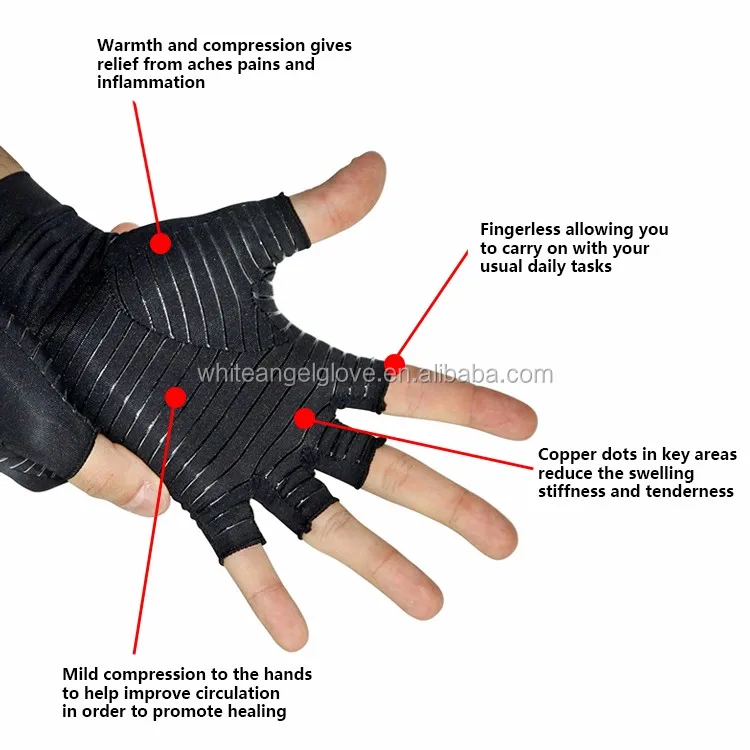 
Eco-friendly Anti-bacteria Copper Ion Fabric Washable Anti Slip Elastic Arthritis Compression Copper Glove 