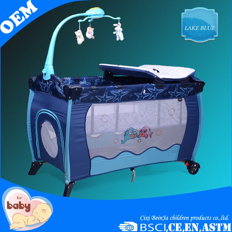 2016 new design travel baby bed plastic baby playpen foldable baby travel cot