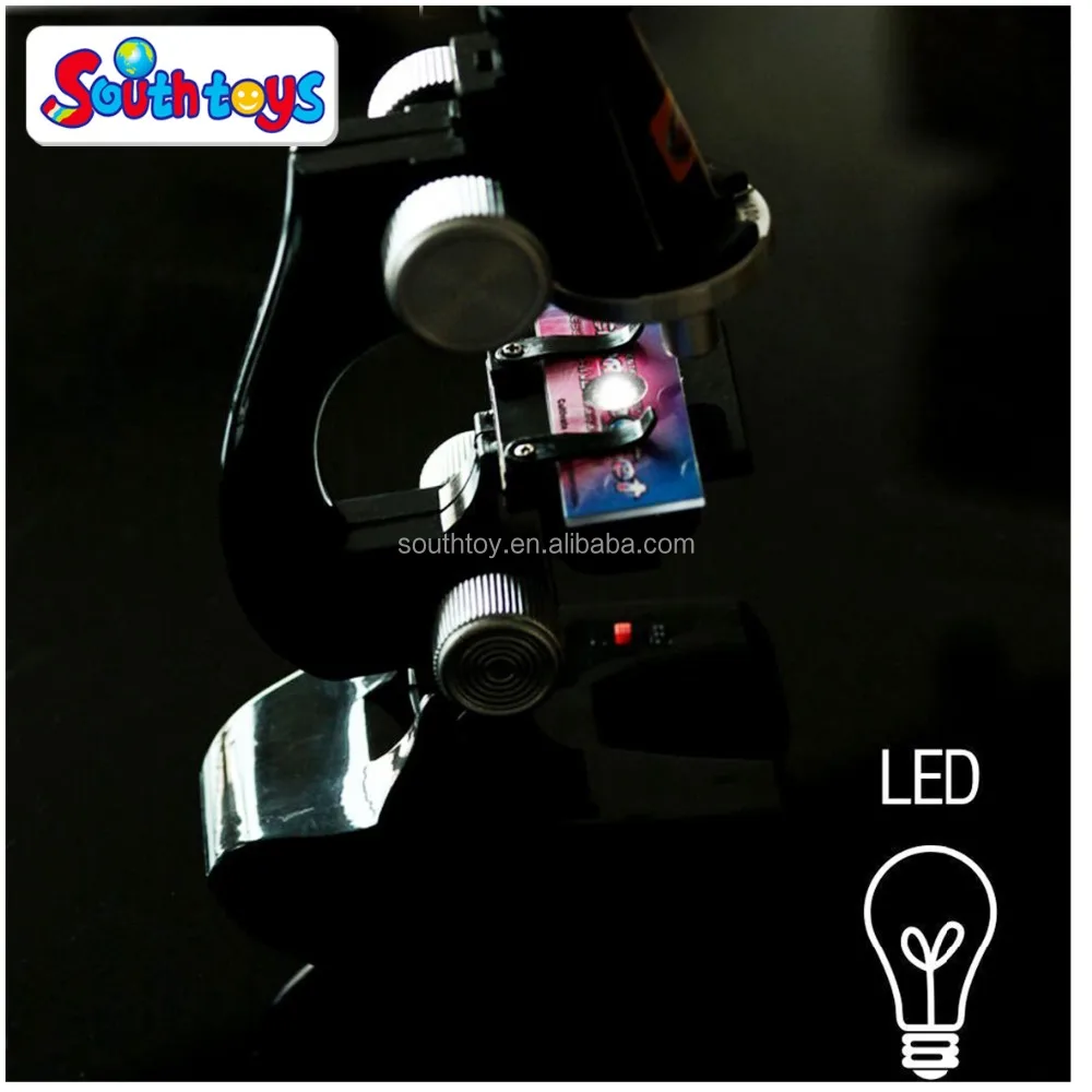 kids science education electric microscope beginner toys kit LED 100X, 400x, and 1200x magnification