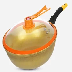 Wholesale 32cm cast iron wok with glass cover non-stick chinese wok wooden handle wok pan