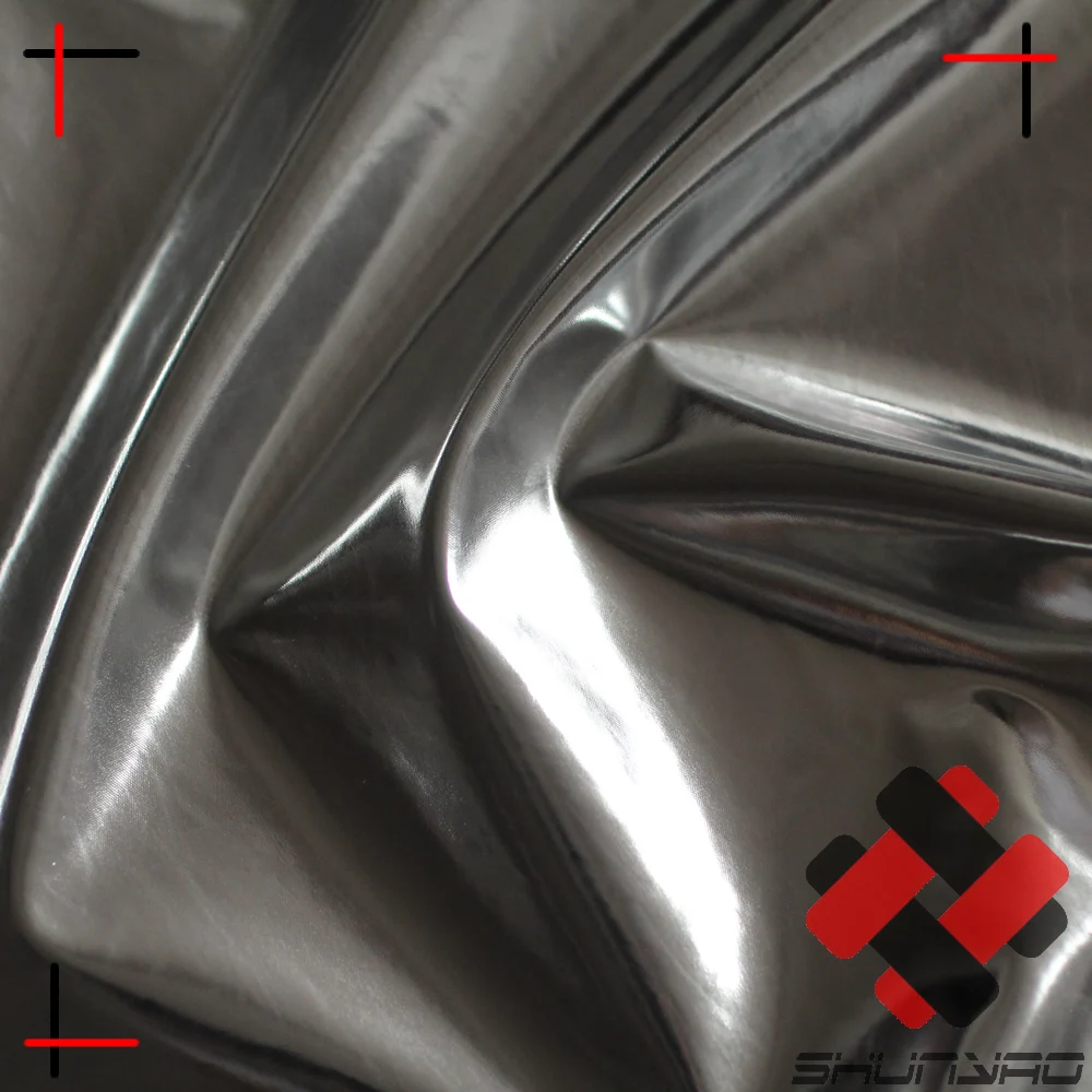 
high reflective pu coating polyester silver foil mirror fabric 