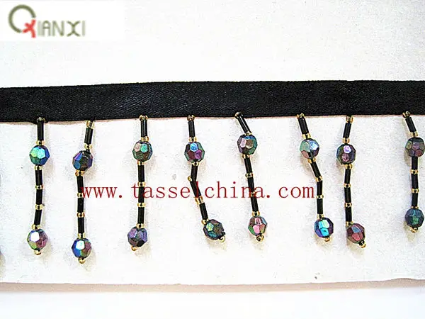 Fancy Handmade Beaded Fringe Trim for Lampshade, Curtain, Tablecloth 12cm Long Tassel Sewing Crafts Trim Curtain CN;ZHE Qianxi