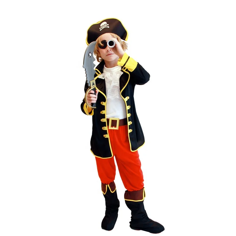 
Halloween Anime Cosplay Pirate Captain Jack Sparrow Carnival Kids Pirate Party Fancy Dress Boys Costumes With Hat And Eye Patch 