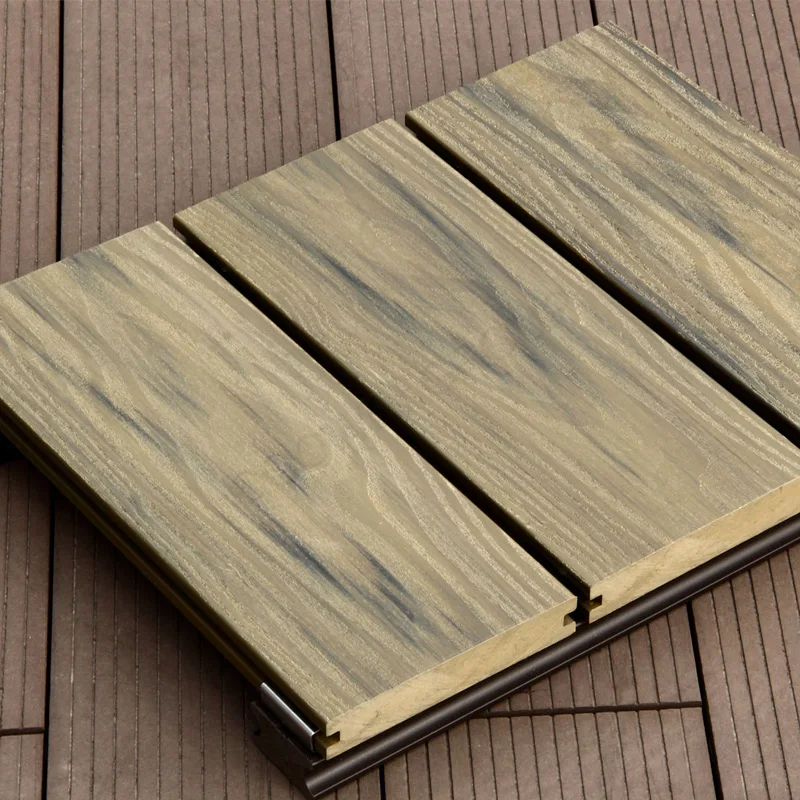 High gloss laminate flooring non slip adhesive sheet wood tiles for outdoor WPC decking flooring
