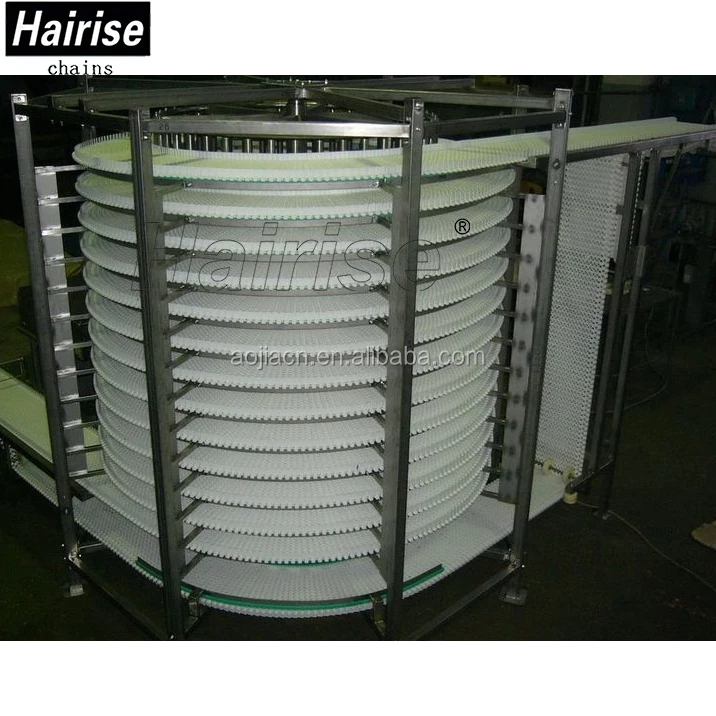 Good Quality For conveying boxes assembly line /bottle water processing Hairise 882TAB series curve slat top chain conveyor