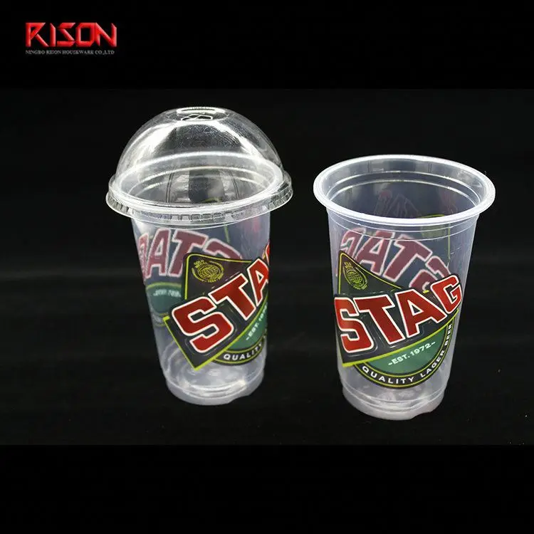 
pp plastic clear drinking cup with dome lid bio plastic cup 