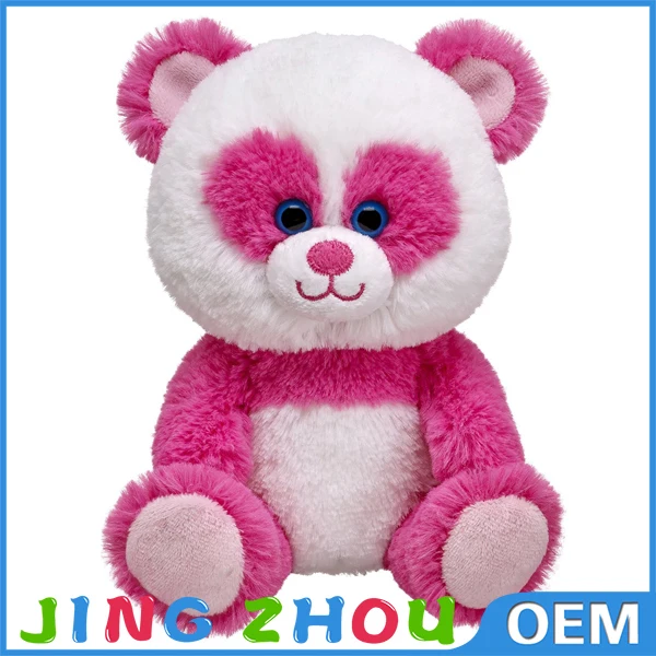 New product promotional fluffy soft pink panda/stuffed pink panda/plush pink panda