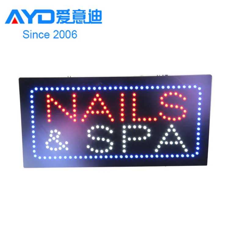 Acrylic Flasher Advertising Light Boxes Nails Spa LED Moving Sign Factory Supplier LED Open Sign
