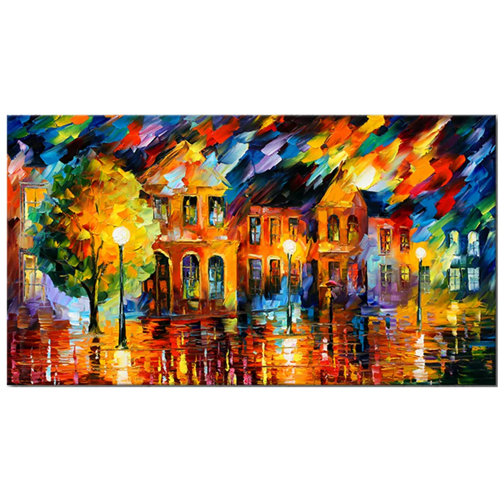 Современная палитра ножей городской пейзаж картина маслом в рамке печать на обернутом холсте