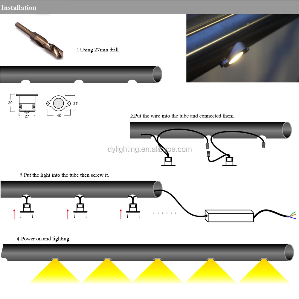 Railing LED Light 12V LED Armrest Lights for Railing LED Armrest Light for Railing Handrail system with LED Handrail lighting
