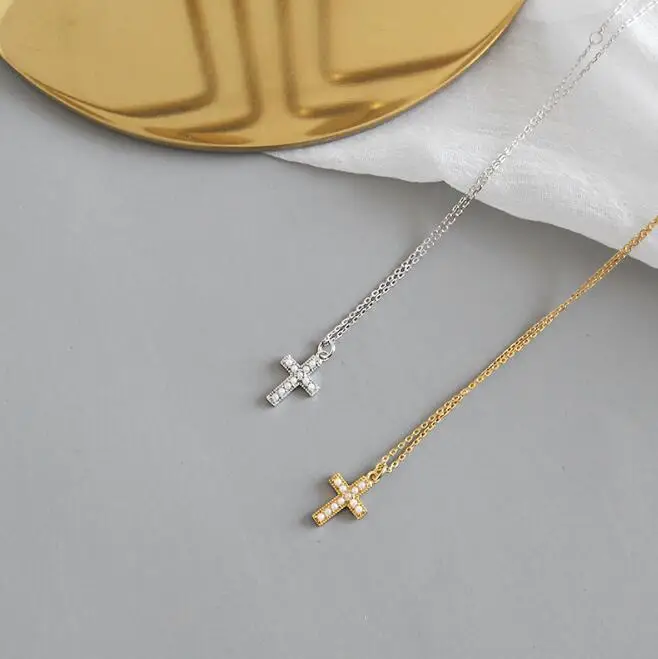 2018 Newest sterling silver gold cross necklace for women