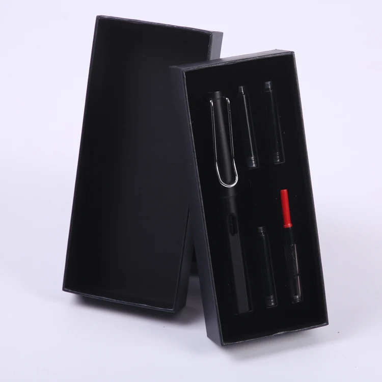 Набор перьевой ручки для офисной рекламы, подарочный набор ручек с рекламным логотипом на заказ, набор канцелярских принадлежностей на заказ со сменными картриджами