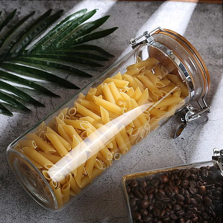 
Wholesale Glass Storage Jar With Stainless Steel Lid Metal Clip 