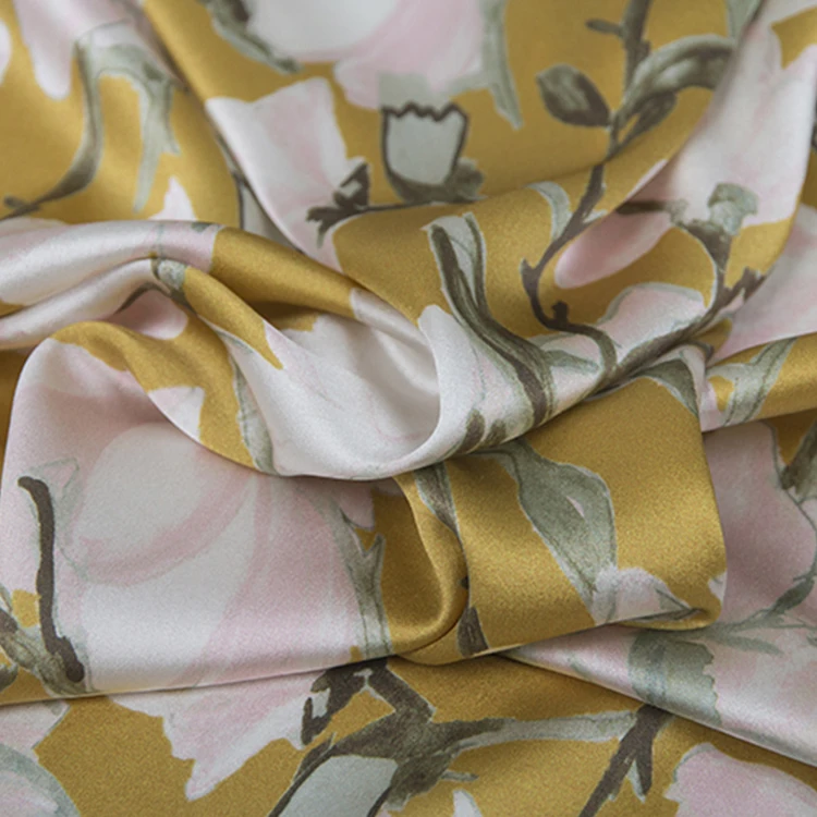
Natural 100% silk satin digital printed fabrics produced in Chinese factories 
