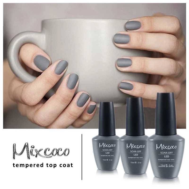 Mixcoco Nails supplies Salon esmalte em en de Professional salon Products no wipe Tempered Top Coat  base gel UV Gel Polish