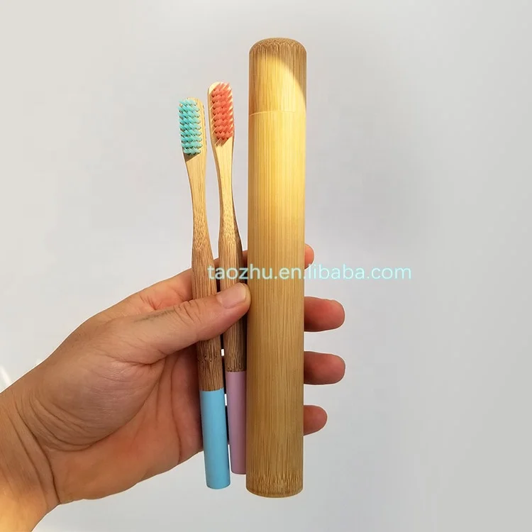 Natural Bamboo Case for Toothbrush with private logo laser-engraved, Bamboo Tube for Toothbrush