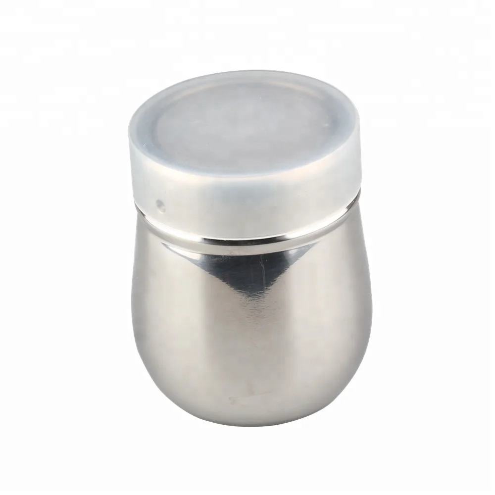 Stainless Steel Fancy Coffee Dredger Cocoa Powder Shaker with Fine-mesh Lid & Translucent Plastic Cover for Baking & Cooking