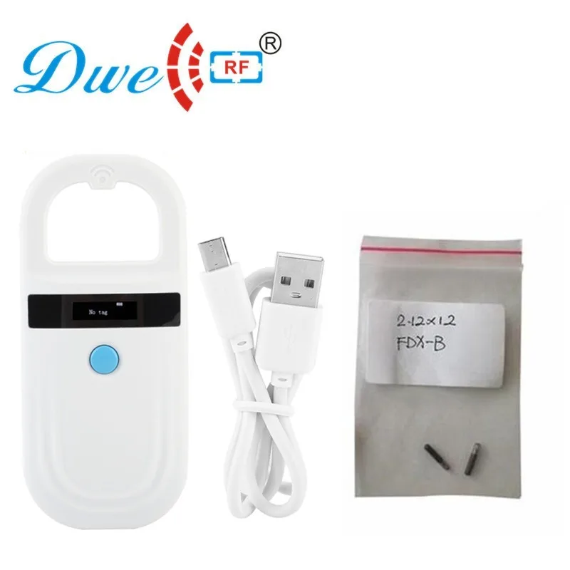 rf implant microchip pet animal chip reader rfid scanner for animals with 2 fdx-b 2.12*12mm microchip glass tag