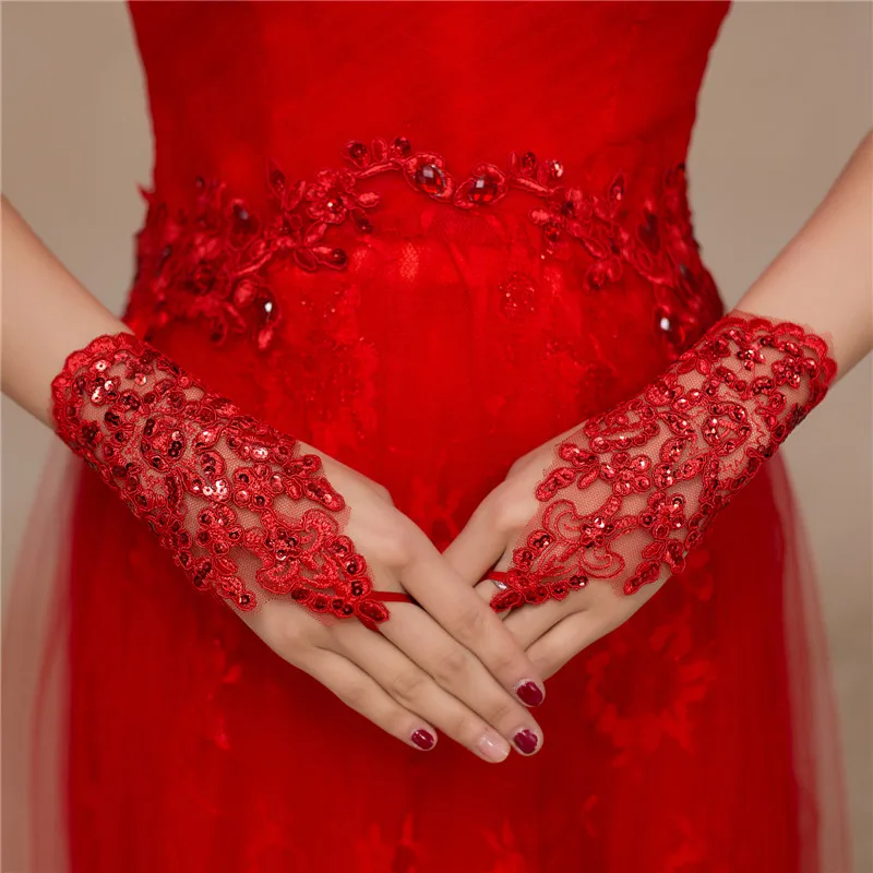 
bridal accessories pretty lace bridal satin wedding fingerless gloves with pearls beaded for ladies dress 